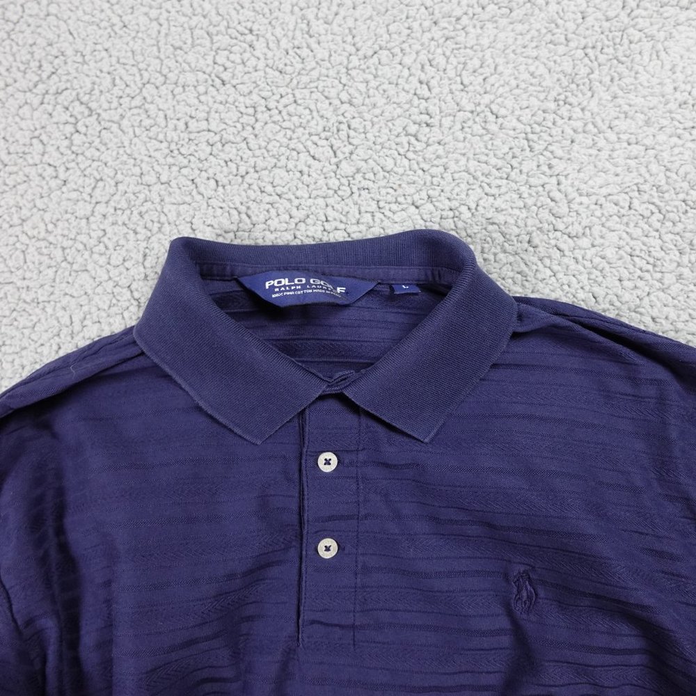 VTG Polo Golf Ralph Lauren 100% Pima Cotton Shirt Mens Large Navy Short Sleeve - Picture 12 of 13